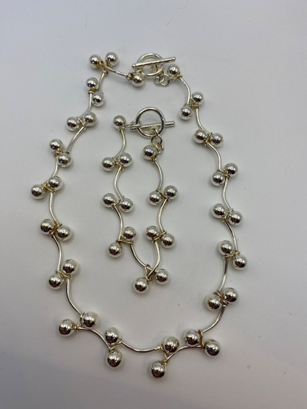 Silpada Sterling Silver DNA Link Necklace & Bracelet Set Toggle Closure